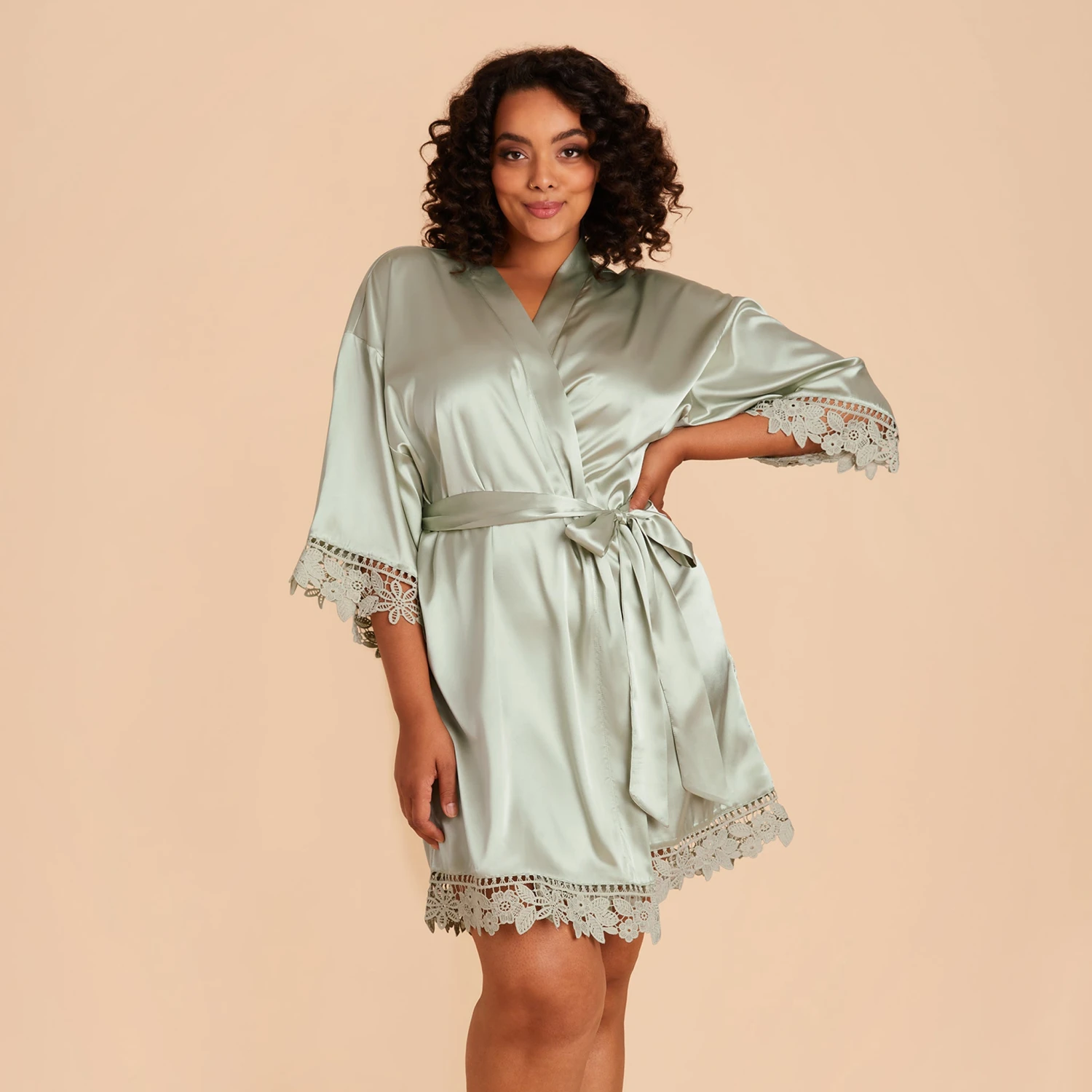 Claudine Lace Robe - Sage - Image 3