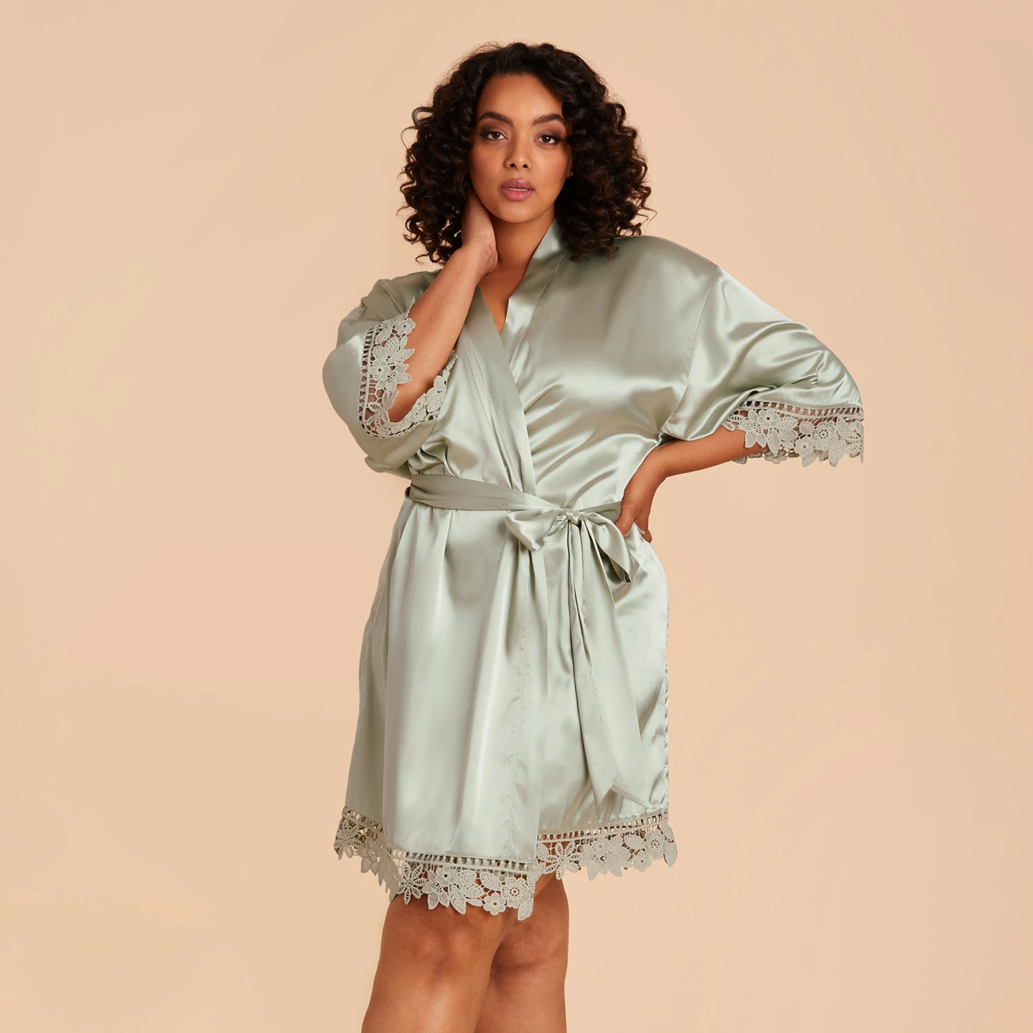 Claudine Lace Robe - Sage - Image 4
