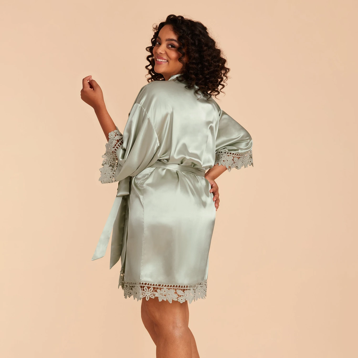 Claudine Lace Robe - Sage - Image 2