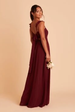 Doris Chiffon Dress - Cabernet