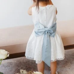 Liz Flower Girl Sash - Sheen Light Blue -Elegance Bridal Store BIRDY GREY ELIZABETH FLOWER GIRL SASH DUSTY BLUE 03