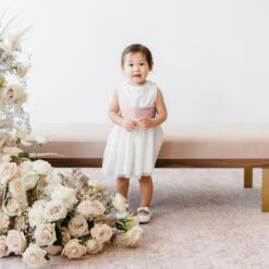 Liz Flower Girl Sash - Sheen Light Pink -Elegance Bridal Store BIRDY GREY ELIZABETH FLOWER GIRL SASH DUSTY ROSE 02