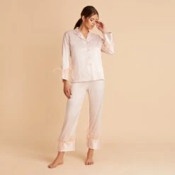 Feathered Pajama Set - Blush