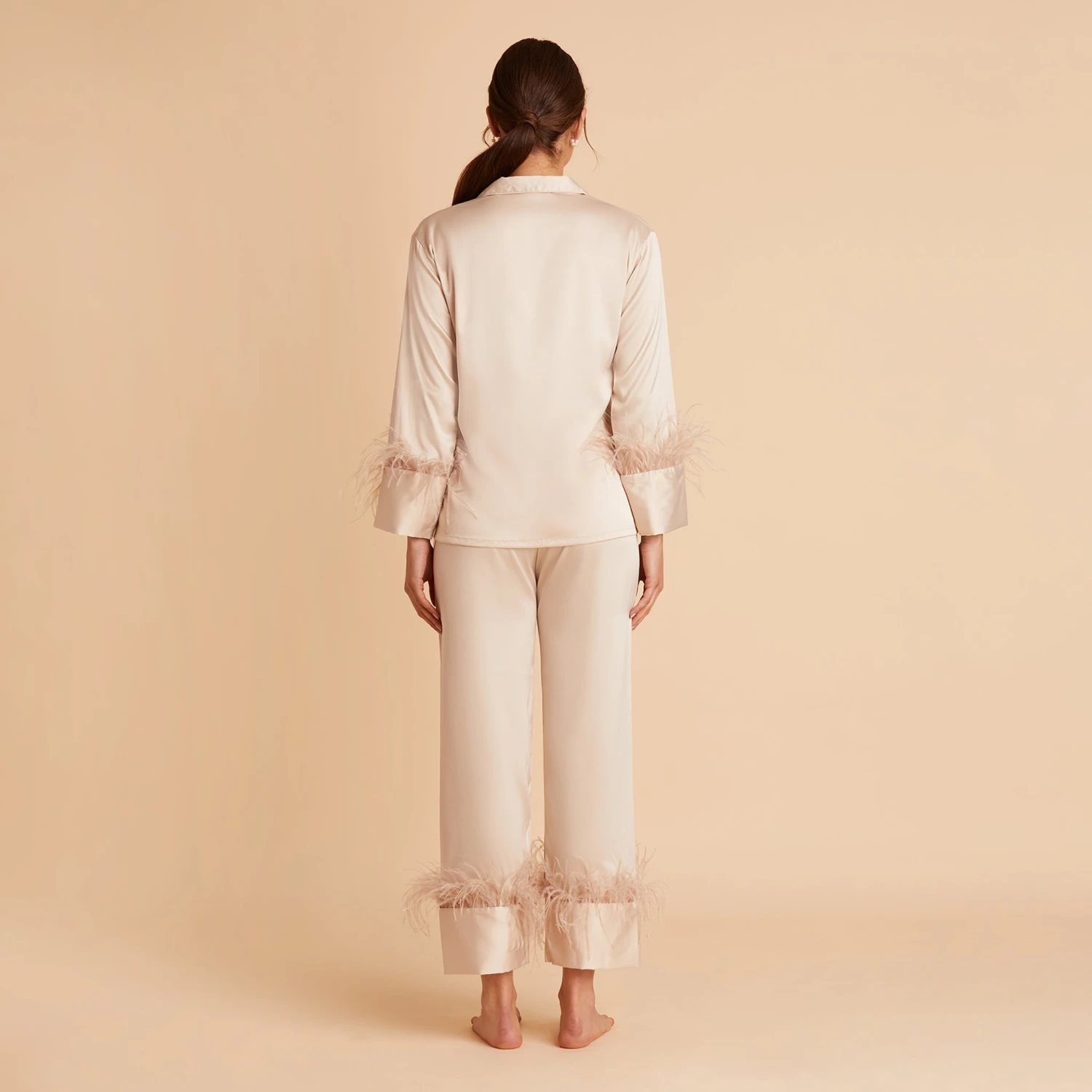 Feathered Pajama Set - Champagne 5 Feathered Pajama Set - Champagne - Image 3