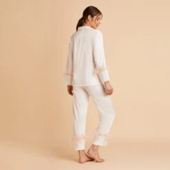 Feathered Pajama Set - White -Elegance Bridal Store BIRDY GREY FEATHERED PJ SET WHITE 04