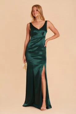 Gloria Shiny Satin Dress - Emerald -Elegance Bridal Store BIRDY GREY GLORIA SATIN BRIDESMAID DRESS EMERALD 02