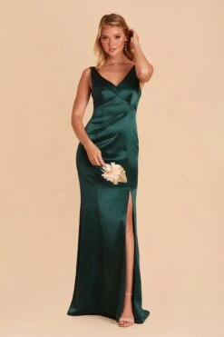 Gloria Shiny Satin Dress - Emerald -Elegance Bridal Store BIRDY GREY GLORIA SATIN BRIDESMAID DRESS EMERALD 04
