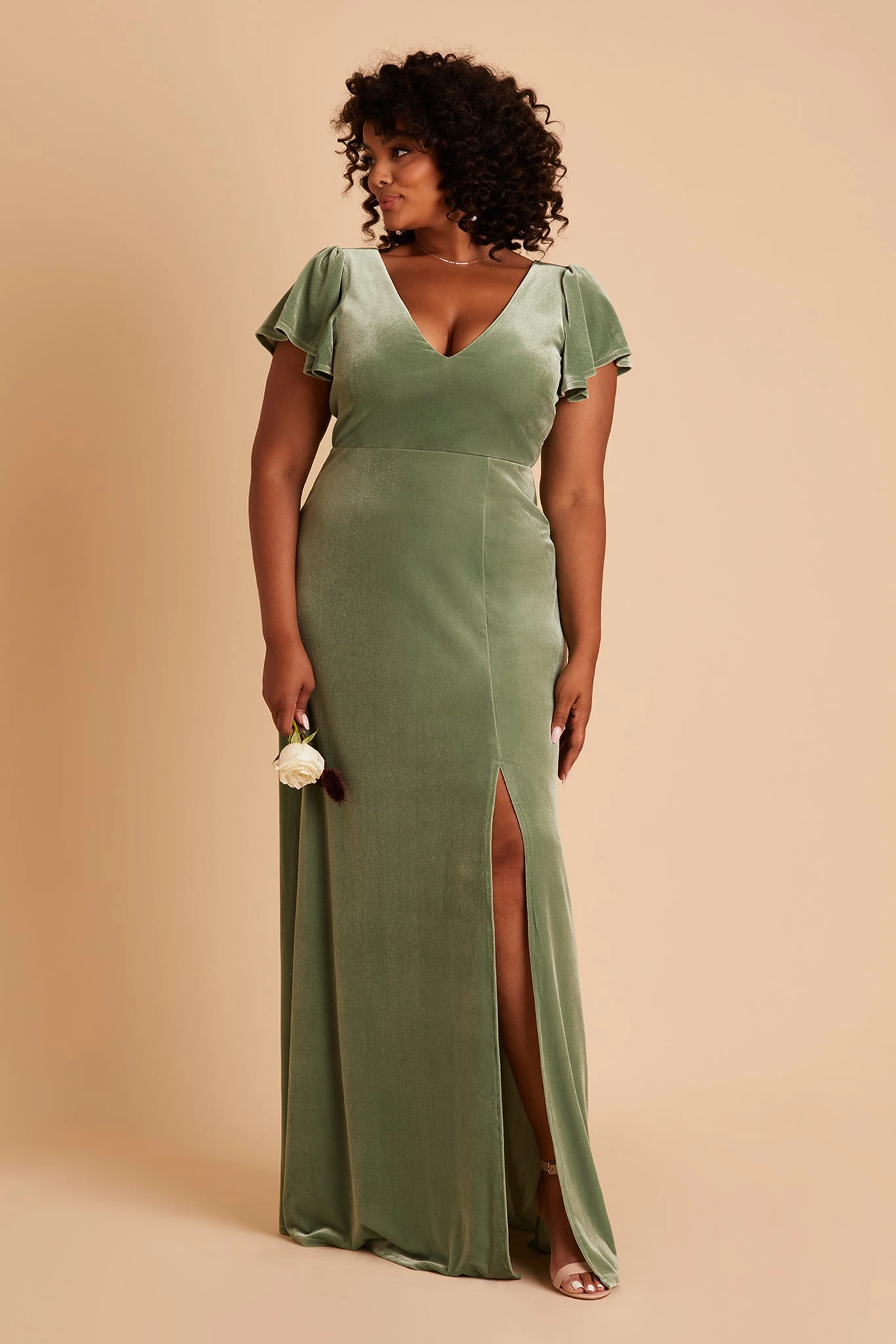 Hannah Velvet Dress - Dark Sage - Image 11