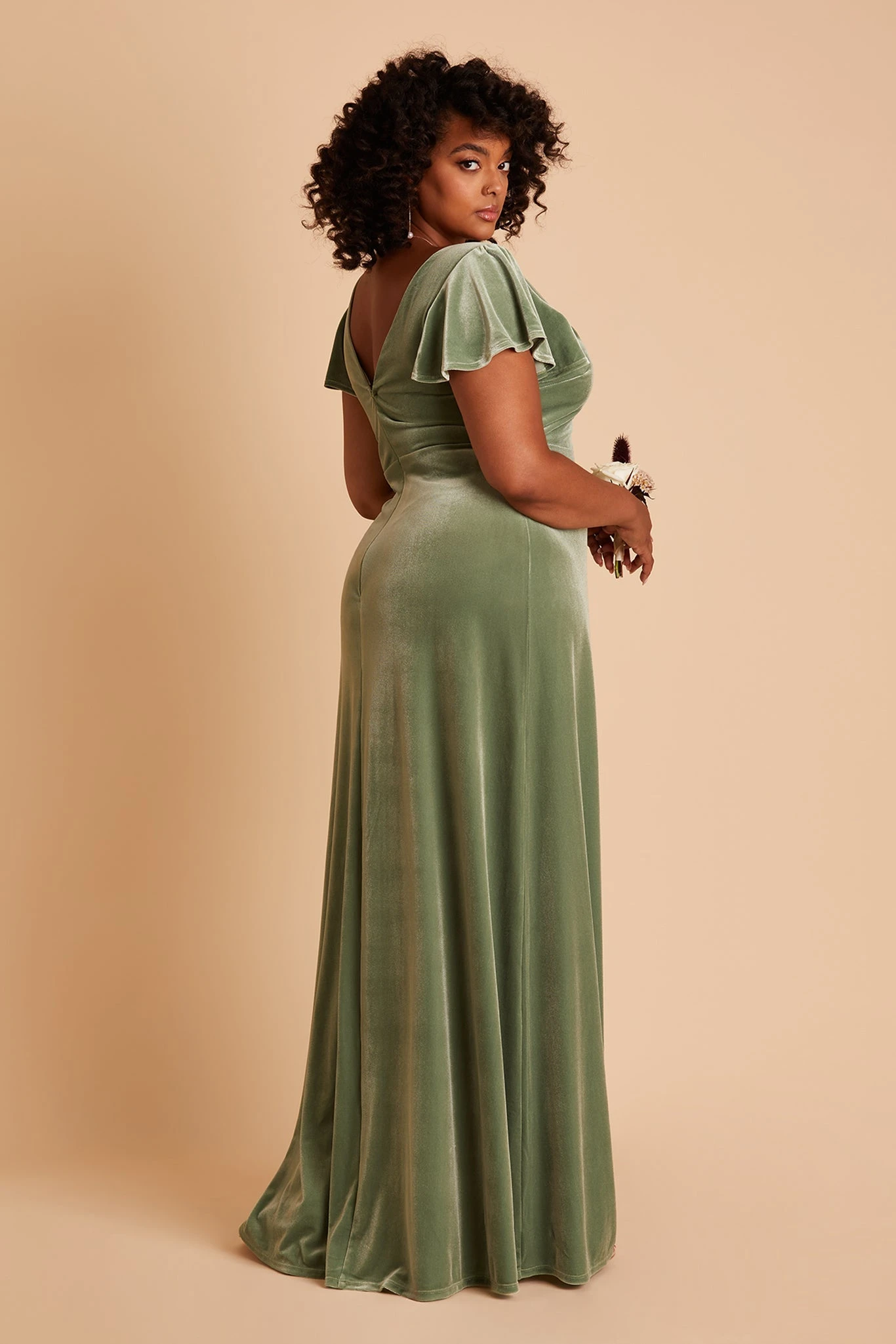 Hannah Velvet Dress - Dark Sage - Image 8