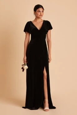 Hannah Velvet Dress - Black 18 Hannah Velvet Dress - Black -Elegance Bridal Store BIRDY GREY HANNAH VELVET BRIDESMAID DRESS BLACK 02