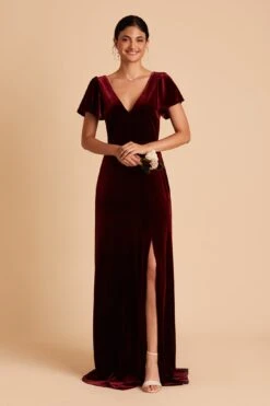Hannah Velvet Dress - Cabernet 16 Hannah Velvet Dress - Cabernet -Elegance Bridal Store BIRDY GREY HANNAH VELVET BRIDESMAID DRESS CABERNET 02