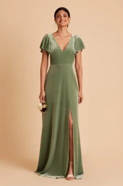 Hannah Velvet Dress - Dark Sage -Elegance Bridal Store BIRDY GREY HANNAH VELVET BRIDESMAID DRESS DARK SAGE 02