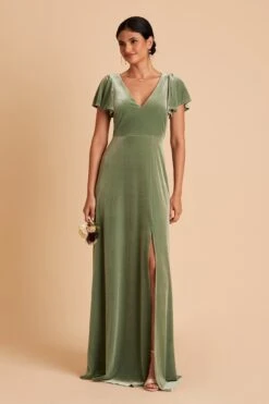 Hannah Velvet Dress - Dark Sage -Elegance Bridal Store BIRDY GREY HANNAH VELVET BRIDESMAID DRESS DARK SAGE 03