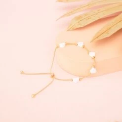 Heart Bracelet - White -Elegance Bridal Store BIRDY GREY HEART BRACELET WHITE 02