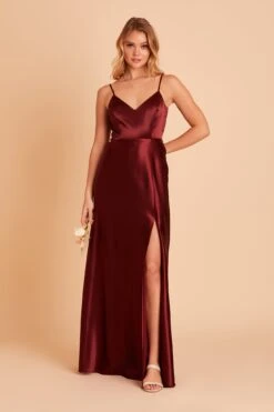 Jay Shiny Satin Dress - Cabernet -Elegance Bridal Store BIRDY GREY JAY BRIDESMAID DRESS CABERNET 02