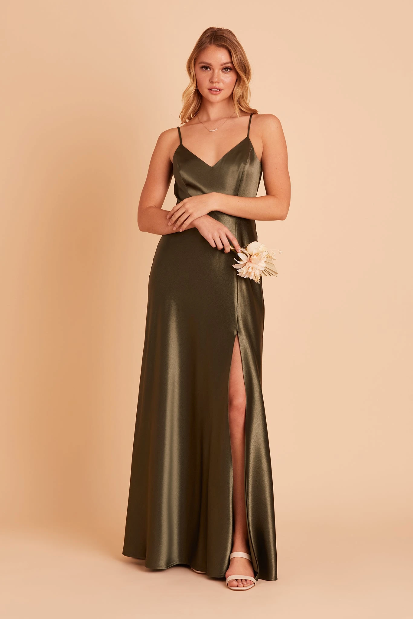 Jay Shiny Satin Dress - Olive 11 Jay Shiny Satin Dress - Olive - Image 9
