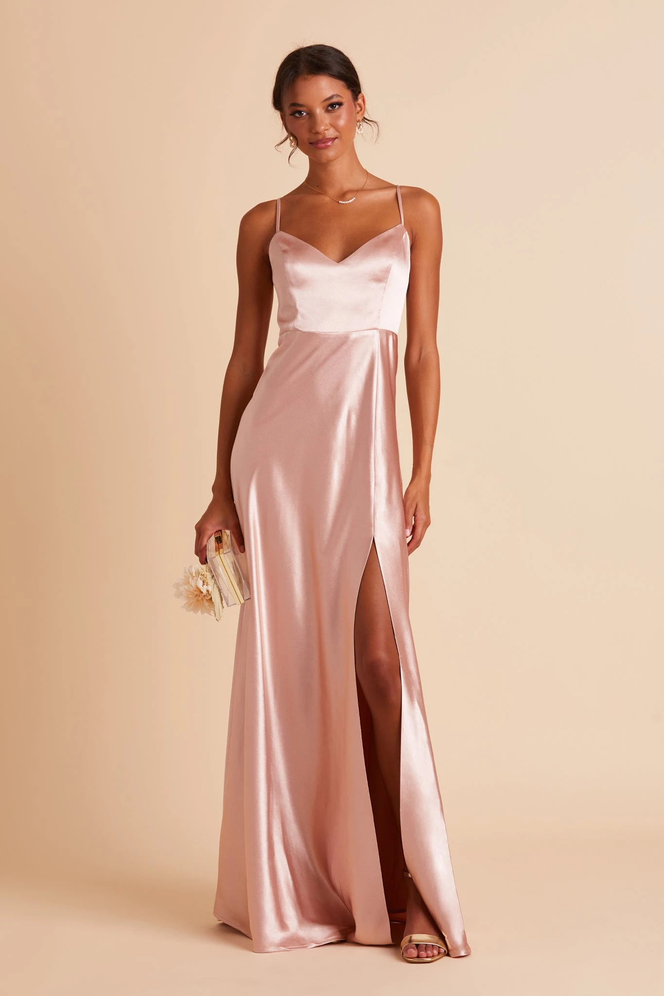 Jay Shiny Satin Dress - Rose Gold 3 Jay Shiny Satin Dress - Rose Gold