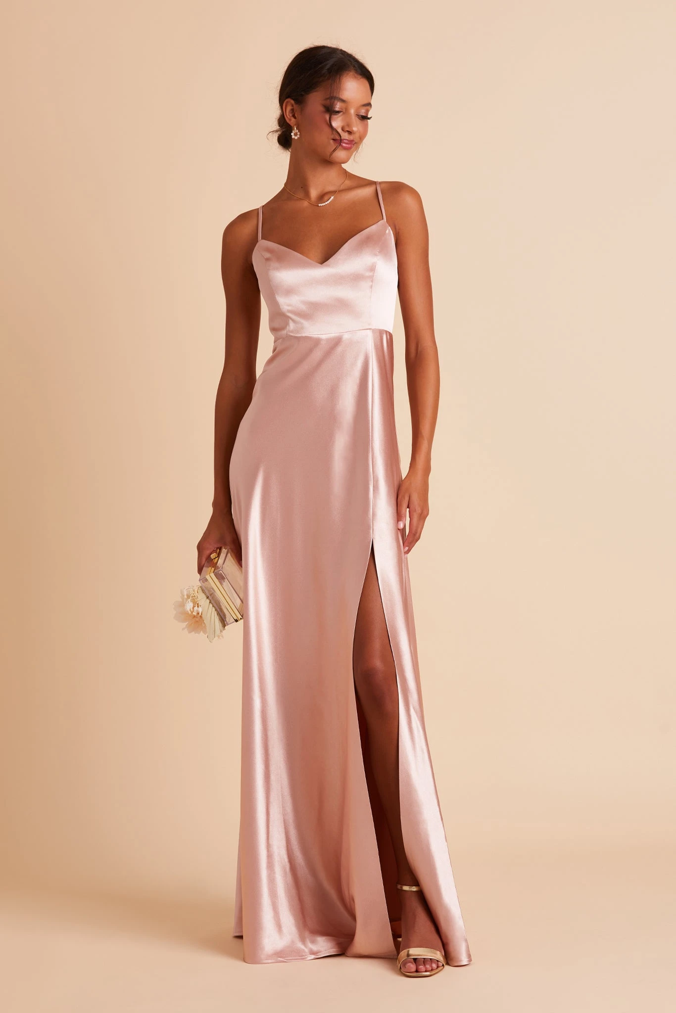 Jay Shiny Satin Dress - Rose Gold 6 Jay Shiny Satin Dress - Rose Gold - Image 4