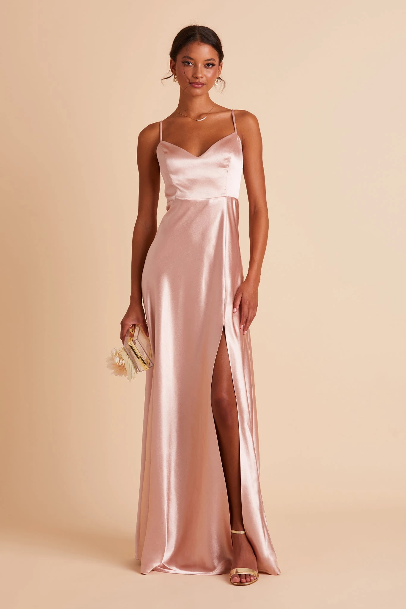 Jay Shiny Satin Dress - Rose Gold 10 Jay Shiny Satin Dress - Rose Gold - Image 8