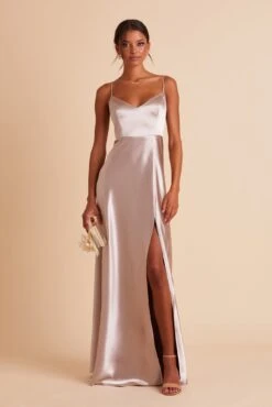 Jay Shiny Satin Dress - Taupe -Elegance Bridal Store BIRDY GREY JAY BRIDESMAID DRESS TAUPE 01