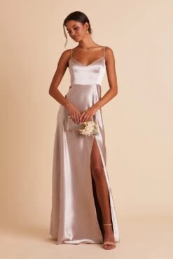 Jay Shiny Satin Dress - Taupe -Elegance Bridal Store BIRDY GREY JAY BRIDESMAID DRESS TAUPE 02
