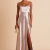 Jay Shiny Satin Dress - Taupe