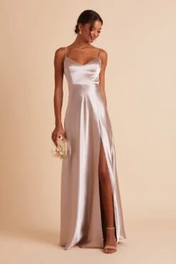 Jay Shiny Satin Dress - Taupe -Elegance Bridal Store BIRDY GREY JAY BRIDESMAID DRESS TAUPE 04
