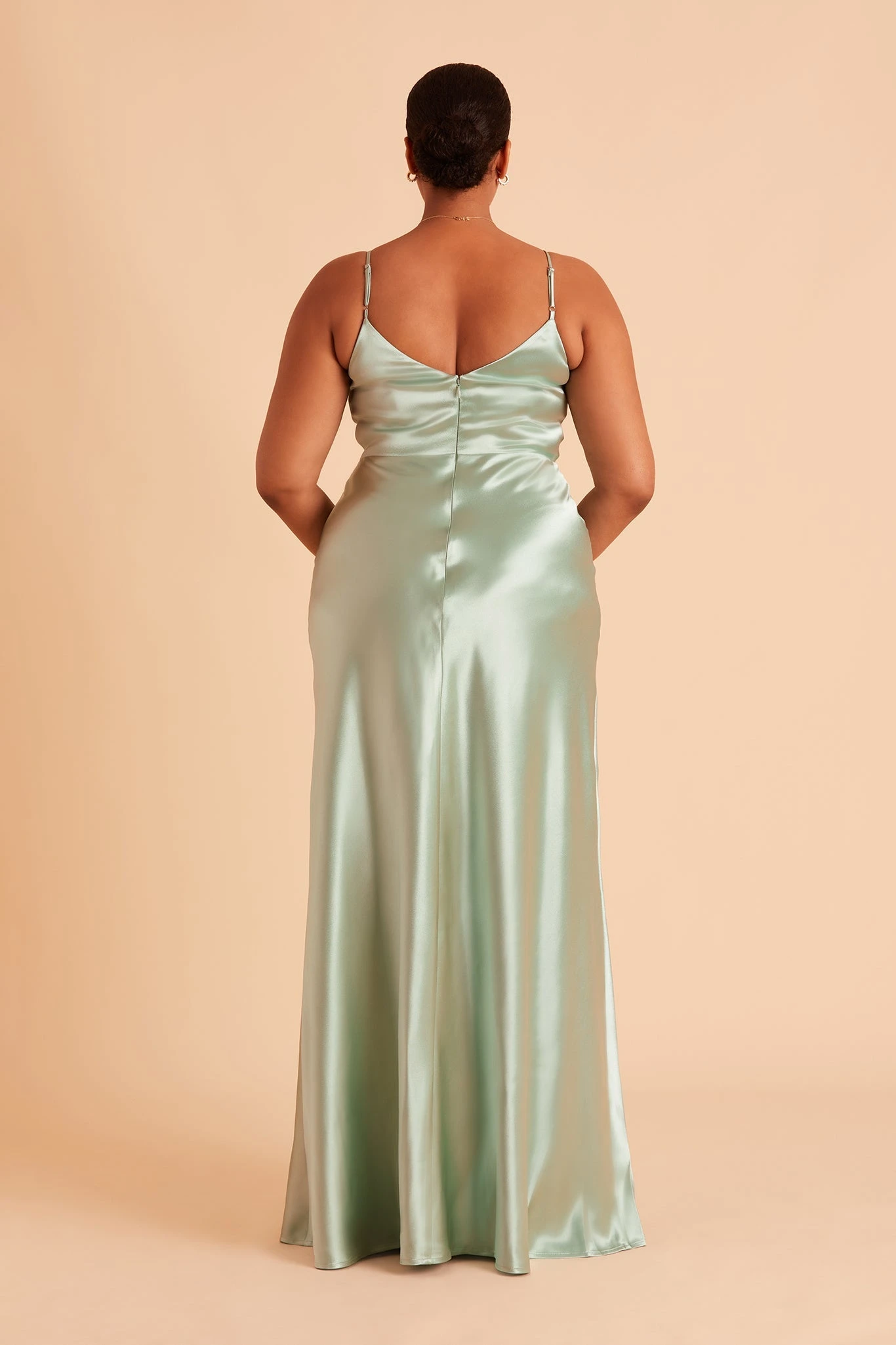 Jay Shiny Satin Dress - Sage - Image 17