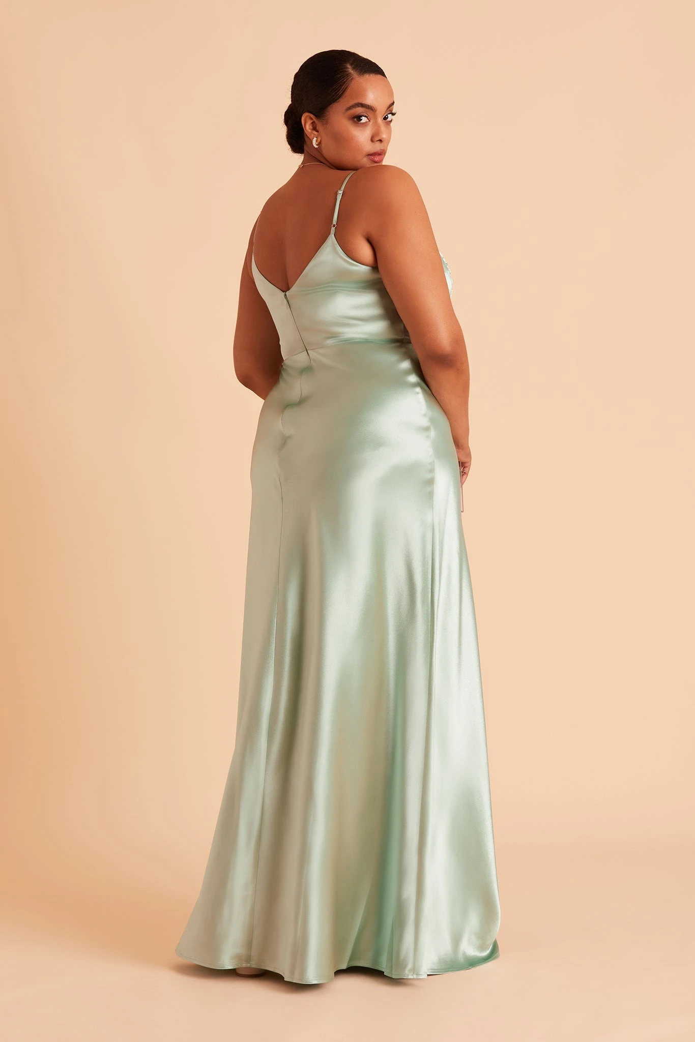 Jay Shiny Satin Dress - Sage - Image 16