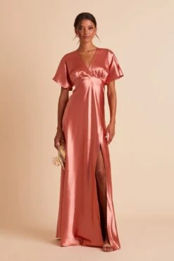 Jesse Shiny Satin Dress - Terracotta -Elegance Bridal Store BIRDY GREY JESSE BRIDESMAID DRESS TERRACOTTA 01