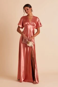 Jesse Shiny Satin Dress - Terracotta -Elegance Bridal Store BIRDY GREY JESSE BRIDESMAID DRESS TERRACOTTA 02