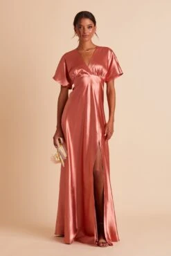 Jesse Shiny Satin Dress - Terracotta -Elegance Bridal Store BIRDY GREY JESSE BRIDESMAID DRESS TERRACOTTA 04