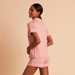 Jonny Pajama Set - Dusty Rose -Elegance Bridal Store BIRDY GREY JONNY PIPED PJ SET DUSTY ROSE 05