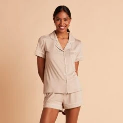 Jonny Pajama Set - Taupe 15 Jonny Pajama Set - Taupe -Elegance Bridal Store BIRDY GREY JONNY PIPED PJ SET TAUPE 02