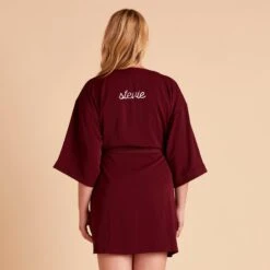 Karen Robe - Cabernet -Elegance Bridal Store BIRDY GREY KAREN BRIDESMAID KIMONO ROBE CABERNET 07 PERSONALIZATION 01