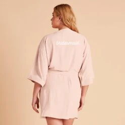 Karen Robe - Pale Blush -Elegance Bridal Store BIRDY GREY KAREN PLUS SIZE BRIDESMAID KIMONO ROBE PALE BLUSH 02 PERSONALIZATION 02