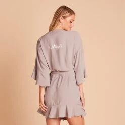 Kenny Ruffle Robe - Gray 16 Kenny Ruffle Robe - Gray -Elegance Bridal Store BIRDY GREY KENNY BRIDESMAID RUFFLE ROBE GRAY 04 PERSONALIZATION 01