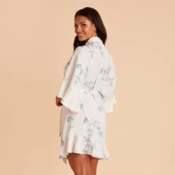 Kenny Floral Ruffle Robe - Sage Eucalyptus -Elegance Bridal Store BIRDY GREY KENNY FLORAL BRIDESMAID ROBE EUCALYPTUS 03
