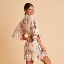 Kenny Floral Ruffle Robe - Cream Floral -Elegance Bridal Store BIRDY GREY KENNY FLORAL RUFFLE ROBE CREAM 05