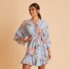 Kenny Floral Ruffle Robe - Dusty Blue Floral -Elegance Bridal Store BIRDY GREY KENNY FLORAL RUFFLE ROBE DUSTY BLUE 02