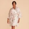 Kenny Floral Ruffle Robe - Blush Garden 2 Kenny Floral Ruffle Robe - Blush Garden -Elegance Bridal Store BIRDY GREY KENNY PLUS SIZE FLORAL BRIDESMAID RUFFLE ROBE BLUSH GARDEN ROSE 01
