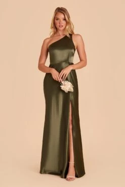 Kira Shiny Satin Dress - Olive -Elegance Bridal Store BIRDY GREY KIRA SATIN BRIDESMAID DRESS OLIVE 02