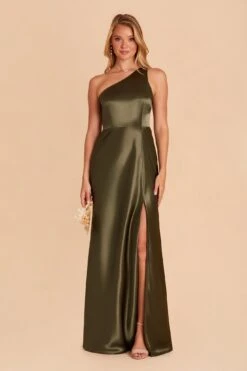 Kira Shiny Satin Dress - Olive -Elegance Bridal Store BIRDY GREY KIRA SATIN BRIDESMAID DRESS OLIVE 04