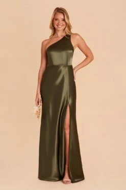 Kira Shiny Satin Dress - Olive -Elegance Bridal Store BIRDY GREY KIRA SATIN BRIDESMAID DRESS OLIVE 05