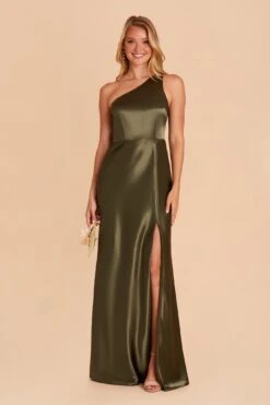 Kira Shiny Satin Dress - Olive -Elegance Bridal Store BIRDY GREY KIRA SATIN BRIDESMAID DRESS OLIVE 06