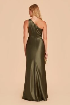 Kira Shiny Satin Dress - Olive -Elegance Bridal Store BIRDY GREY KIRA SATIN BRIDESMAID DRESS OLIVE 07
