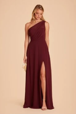 Kira Dress - Cabernet -Elegance Bridal Store BIRDY GREY KIRA SLIT CHIFFON BRIDESMAID DRESS CABERNET 02
