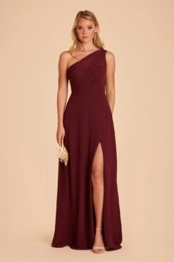 Kira Dress - Cabernet -Elegance Bridal Store BIRDY GREY KIRA SLIT CHIFFON BRIDESMAID DRESS CABERNET 03