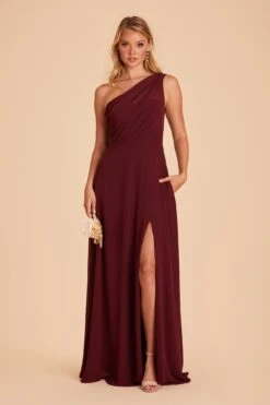 Kira Dress - Cabernet -Elegance Bridal Store BIRDY GREY KIRA SLIT CHIFFON BRIDESMAID DRESS CABERNET 05