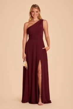 Kira Dress - Cabernet -Elegance Bridal Store BIRDY GREY KIRA SLIT CHIFFON BRIDESMAID DRESS CABERNET 06
